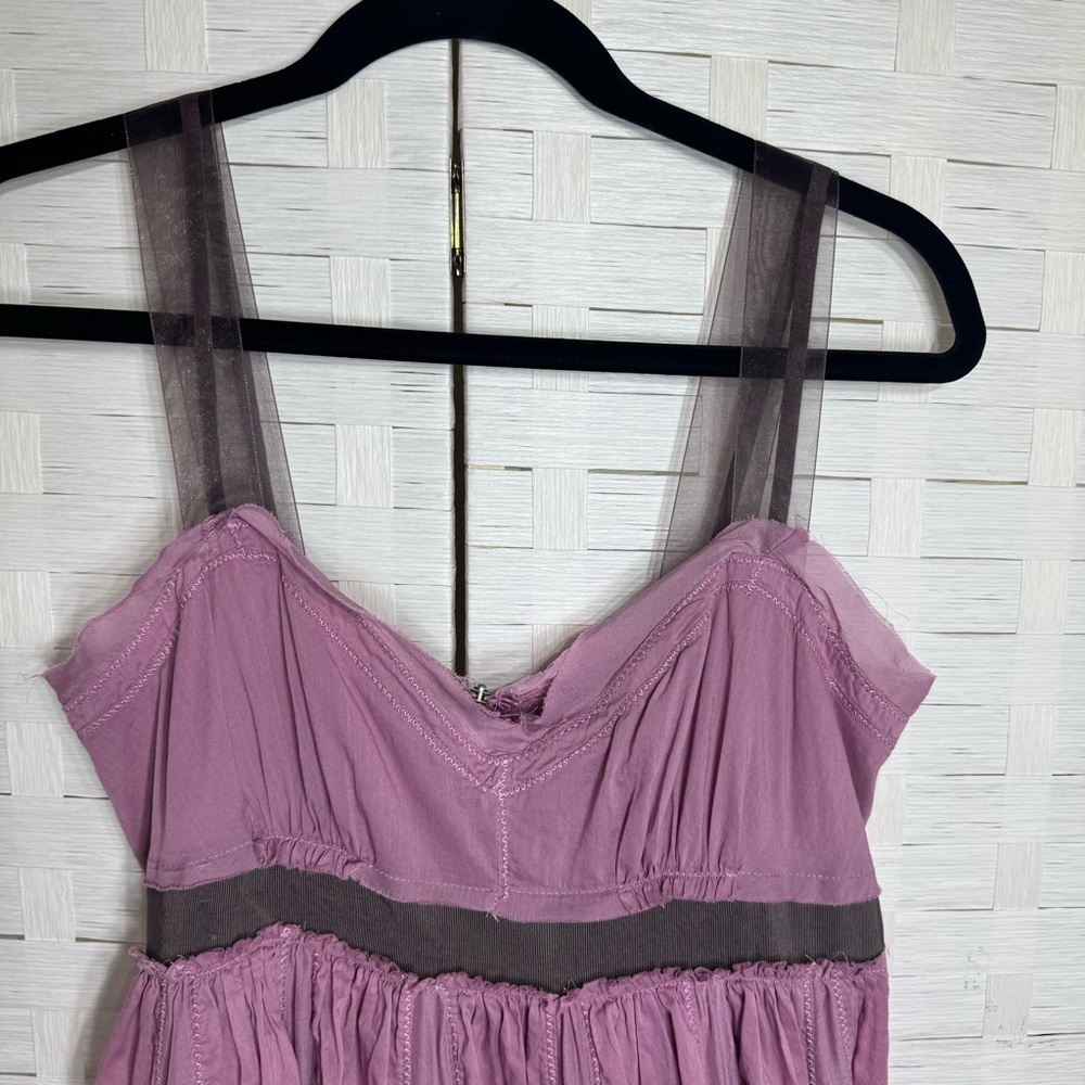 Ann Taylor Loft Lavender Ballerina Type Dress w/Ribbon Waist Sheer Straps Size 8 - Picture 2 of 12